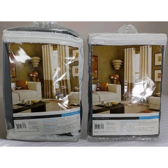 Curtainworks Kendall White Grommet Curtains 52x84 Light Filtering Set of 2 New - Picture 2 of 9